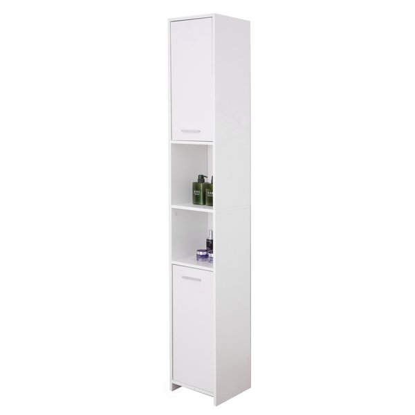 Basicwise Standing Bathroom Linen Tower Storage Cabinet, White QI003552.W